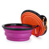 Picture of Dog Bowl Pet Collapsible Bowls, 2 Pack Collapsible Dog Water Bowls for Cats Dogs, Portable Pet Feeding Watering Dish for Walking Parking Traveling with 2 Carabiners (Small, Orange+Purple)