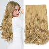 Picture of REECHO 18" 1-pack 3/4 Full Head Curly Wave Short Clips in on Synthetic Hair Extensions Hair Pieces for Women 5 Clips 4.0 Oz Per Piece - Medium Blonde and Light blonde Mixed