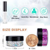 Picture of 7g Silver+7g Purplish Red Holographic Chunky Cosmetic Glitter Body Hair Face Eye Nail for Festival Carnival Party Beauty Rave Accessories Different Sizes&Shapes ✮14g + Quick Dry Primer Glue Gel(5ml)