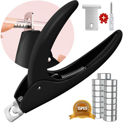 Picture of Black Adjustable Nail Clippers with Magnets Sizers for Acrylic Nails, Artificial Fake Nail False Nail Tip Cutter Trimmer Manicure Pedicure Sharp Blade Clip Tool for Salon Home Art Beauty