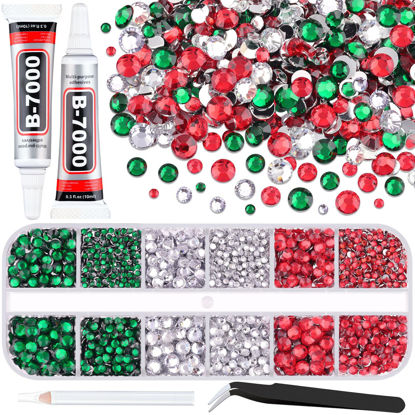 Picture of 7000 PCS Flatback Rhinestones for Crafting and 2PCS B7000 Glue (Set 4), 1 Box of 2-5mm Multicolor Resin Rhinestones Gems Charms for Bedazzling DIY Crafts Tumblers Shoes Fabric Clothing Nail Art