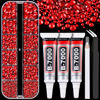 Picture of Resin Rhinestones for Crafting with B7000 Jewelry Glue, 1 Box Red Flatback Crystals with 3Pcs 10ml Glue for Bedazzling Crafts DIY Nail Art Makeup，Non Hotfix Gems for Clothing Shoes