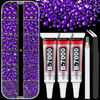 Picture of Resin Rhinestones for Crafting with B7000 Jewelry Glue, 1 Box Dark Violet Flatback Crystals with 3Pcs 10ml Glue for Bedazzling Crafts DIY Nail Art Makeup，Non Hotfix Gems for Clothing Shoes