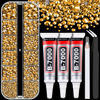 Picture of Resin Rhinestones for Crafting with B7000 Jewelry Glue, 1 Box Gold FlatBack Crystals with 3Pcs 10ml Glue for Bedazzling Crafts DIY Nail Art Makeup，Non Hotfix Gems for Clothing Shoes