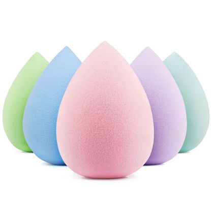 Picture of BEAKEY 5 Pcs Makeup Sponge Set, Latex-Free Makeup Sponges for Foundation, Multi-colored Boun Boun Sponges, Flawless for Liquid, Cream, and Powder