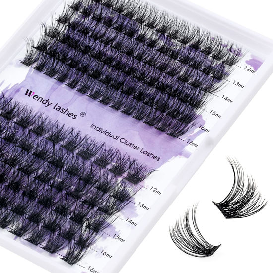 Picture of Individual Eyelashes Lash Clusters C/D Curl DIY Eyelashes Wide-stem Lash Clusters 12-16mm Thin Band Cluster Lashes Soft and Wispy Clusters Comfortable Lash Clusters（Hybrid/Volume-0.07C, 12-16mm Mixed）