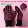 Picture of Teenitor 2 Pcs Heat Resistant Gloves With Silicone Bumps, Professional Heat Proof Glove Mitts For Hair Styling Curling Iron Wand Flat Iron Hot-Air Brushes Sublimation Gloves Rose Red