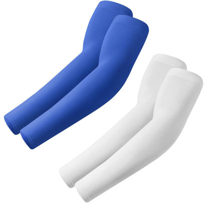 Picture of ROXUN 2 Pairs Arm Sleeves, Cooling UV Sun Protection Sports Compression for Men/Women White+Blue