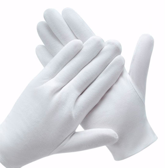 Picture of 3 Pairs White Cotton Gloves for Dry Hands Eczema SPA Moisturizing - Work Glove Liners for Serving Costume Inspection