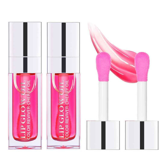 Picture of Hydrating Lip Glow Oil, Plumping Lip Gloss, Moisturizing Lip Oil Gloss, Transparent Moisturizing Lip Balm, Natural Lip Plumper, Lip Plumper Gloss Make Lips Fuller and Moisturizing (2pcs Raspberry)