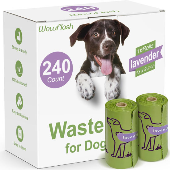 Picture of 240 Count Lavender Scented 13” x 9” Dog Poop Bags Rolls, Leakproof Strong & Sturdy Poop Bags for Dogs, Dog Bags for Poop, Doggie Cat Poop Bags Cats Litter, Waste Bags Poppy Trash Bags for Doggy Pets