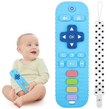 Picture of Chuya Remote Teethers Silicone Baby Teething Toys, TV Remote Teether for 0-6-12-18 Months Babies Infant Toddlers Teething Relief Chew Toys (Blue)