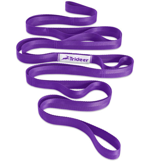 Picture of Trideer Stretching Strap Yoga Strap Physical Therapy for Home Workout, Exercise, Pilates and Gymnastics, 10 Loops Non-Elastic Stretch Bands with Aesthetic Packaging for Women & Men (Purple)