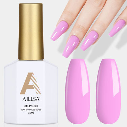 Picture of AILLSA Purple & Pink Gel Nail Polish Pastel Macaron Gel Polish Bright Spring Summer Colors Cotton Candy Gel Soak Off U V for French Nail Manicure Salon DIY Holiday Gifts 0.5 Fl Oz GB74