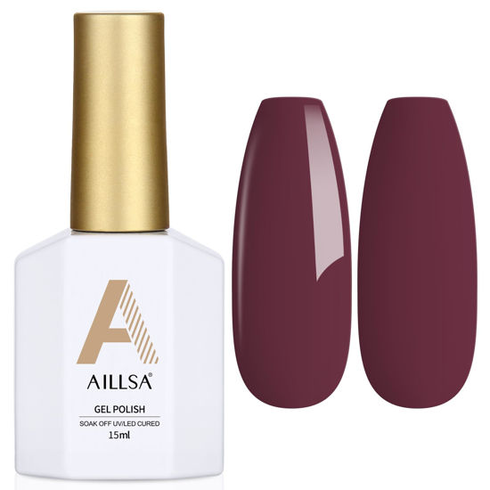 Picture of AILLSA Maroon Red Gel Nail Polish Burgundy Purple Gel Polish Grape Wine gel Polish Dark Color Opaque Nails Soak Off U V Gel Manicure Salon DIY Holiday Day Gift for Women 0.51 Fl Oz/GF04