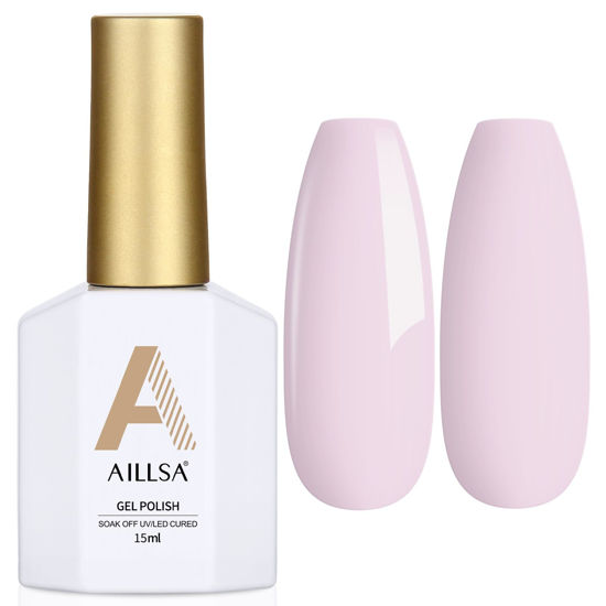 Picture of AILLSA Light Pink Gel Nail Polish Nude Baby Pink Gel Polish Color Fall Winter Mauve Gel French Nails Art Natural Nail Polish Soak Off U V Gel Nail Manicure at Home Holiday Gift For Women 0.51 Fl Oz/GA