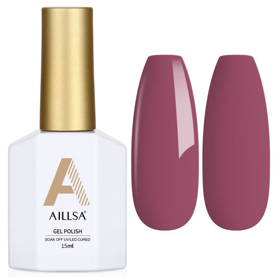 Picture of AILLSA Gel Nail Polish Purple Red Gel Polish Dusty Rose Gel Nail Polish Gray Plum Natural Nails Prune Mauve Color Fall Winter Soak Off U V Gel Nail Manicure Holiday Gift For Women 0.51 Fl Oz/GC04