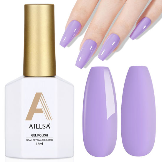 Picture of AILLSA Pastel Lavender Purple Gel Nail Polish Macaron Lilac Purple Gel Polish Bright Spring Summer Colors Cotton Candy Gel Soak Off U V for Nail Manicure Salon DIY Holiday Gifts 0.5 Fl Oz GB84