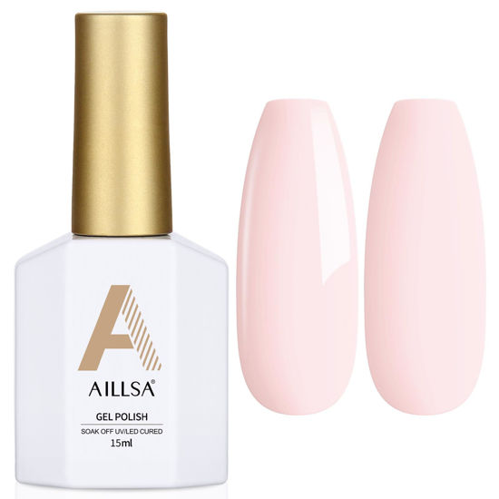 Picture of AILLSA White Pink Gel Nail Polish Nude Barely Pink Gel Polish Neutral Light Beige Gel Polish Off White Natural Color Nails Winter Soak Off U V Gel for Nail Art Holiday Gift for Women 0.51 Fl Oz /GA98