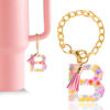 Picture of CCINPPY Letter Charm Accessories for Stanley Cup 1 PCS Pink Cute Initial Keychain Handle Charm for Stanley Tumbler, Personalized Name Pendant for Women Girls (B)