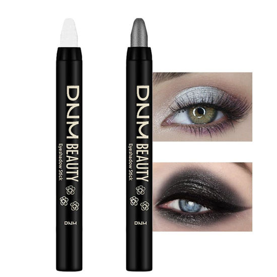 Picture of evpct 2Pcs Cream Eyeshadow Sticks Set for Eyes Pearl White & Pearl Black Shimmer Eye Crayon Shadow Brightener Stick Pencil Pen Bulk sombras en crema para ojos 01+03