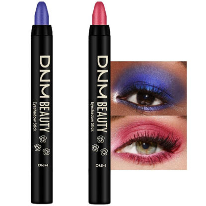 Picture of evpct 2Pcs Cream Eyeshadow Sticks Set for Eyes Waterproof, Blue Shimmer & Red Shimmer Matte Eye shadow Stick Pencil Pen Bulk sombras en crema para ojos 32+35