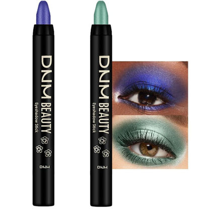 Picture of evpct 2Pcs Cream Eyeshadow Sticks Set for Eyes Waterproof, Blue Shimmer & Green Shimmer Matte Eye shadow Stick Pencil Pen Bulk sombras en crema para ojos 32+34