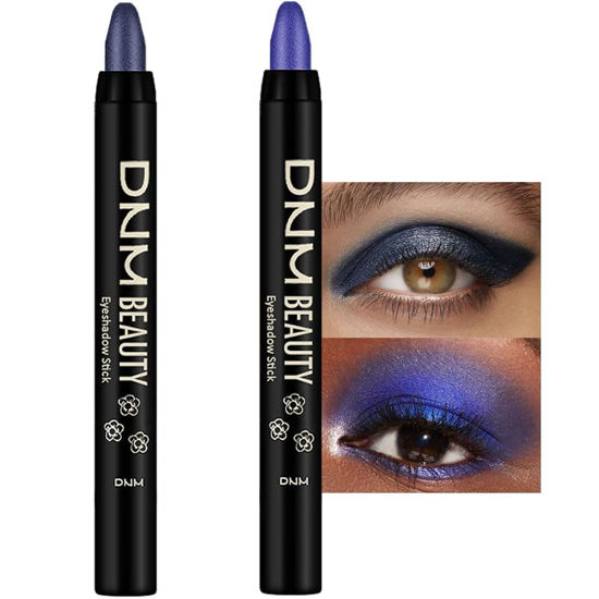 Picture of evpct 2Pcs Cream Eyeshadow Sticks Set for Eyes Waterproof, Midnight Blue Shimmer & Blue Shimmer Matte Eye shadow Stick Pencil Pen Bulk sombras en crema para ojos 31+32