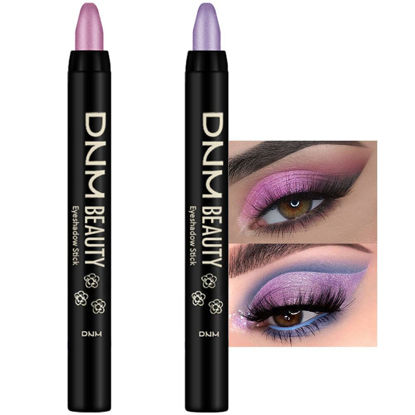 Picture of evpct 2Pcs Cream Eyeshadow Sticks Set for Eyes Vioiet Pink & Light Purple Shimmer Eye Crayon Shadow Brightener Stick Pencil Pen Bulk sombras en crema para ojos 07+08