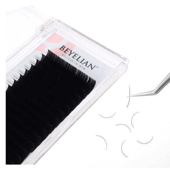 Picture of BEYELIAN Eyelash Extensions, Individual Lashes, 0.20mm C Curl 14mm Super Matte Classic Lash Extensions, Ellipse Flat Eyelash Extension, Light and Soft Natural Look for Professional Salon Use