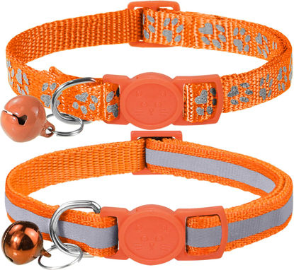 Picture of Taglory Kitten Collar Breakaway with Bell, 2 Pack Girl Boy Pet Kitten Collar Adjustable 6-8 Inch for 2-6 Months Cat, Orange