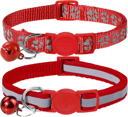 Picture of Taglory Kitten Collar Breakaway with Bell, 2 Pack Girl Boy Pet Kitten Collar Adjustable 6-8 Inch for 2-6 Months Cat, Red