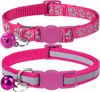 Picture of Taglory Reflective Cat Collar Breakaway with Bells, 2 Pack Girl Boy Pet Cat Collar Adjustable 7.5-12.5 Inch, Hotpink