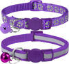 Picture of Taglory Reflective Cat Collar Breakaway with Bells, 2 Pack Girl Boy Pet Cat Collar Adjustable 7.5-12.5 Inch, Purple