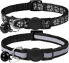 Picture of Taglory Reflective Cat Collar Breakaway with Bells, 2 Pack Girl Boy Pet Cat Collar Adjustable 7.5-12.5 Inch, Black