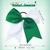 Picture of 2 Packs Jumbo Cheerleading Bow 8 Inch Cheer Hair Bows Large Cheerleading Hair Bows with Ponytail Holder for Teen Girls Softball Cheerleader Outfit Uniform (White and Green)