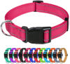 Picture of TagME Reflective Nylon Dog Collars, Adjustable Classic Dog Collar with Quick Release Buckle for Extra Small Dogs, Hot Pink, 5/8" Width