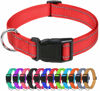 Picture of TagME Reflective Nylon Dog Collars, Adjustable Classic Dog Collar with Quick Release Buckle for Small Dogs, Red, 3/4" Width