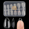 Picture of UNA GELLA Short Almond Gel Nail Tips 120PCS Short Almond Fake Nails Matte No Need File Clear Short Nails Tips Full Cover for Women Easy Home Nail Art Salon DIY 12 Sizes Gelly Tips