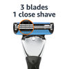 Picture of Amazon Basics 3-Blade Motion Sphere Razor for Men with Dual Lubrication, Handle & 2 Cartridges, Cartridges Fit Amazon Basics Razor Handles only, 3 Piece Set, Black (Previously Solimo)