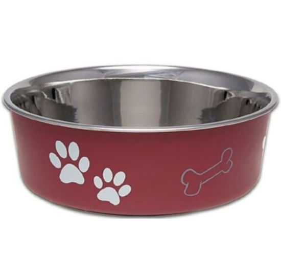 Picture of Loving Pets - Bella Bowls - Dog Food Water Bowl No Tip Stainless Steel Pet Bowl No Skid Spill Proof (Small, Merlot Red)