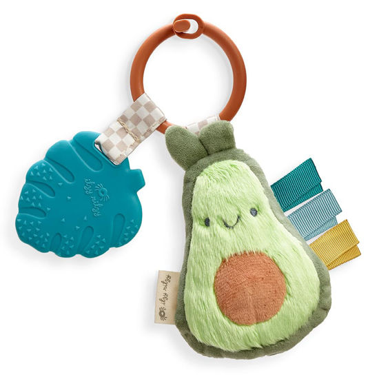 Picture of Itzy Ritzy Infant Toy & Teether - Itzy Pal Baby Teething Toy Includes Lovey, Crinkle Sound, Textured Ribbons & Silicone Teether Toy for Newborn (Avocado)