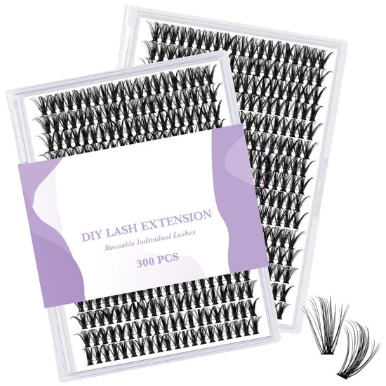 Picture of Manga Lash Clusters DIY Individual Lashes 40D-D-10mm 300 PCS False Eyelash Cluster Volume Lashes Extension 30D 40D 40D D Curl Lash Clusters DIY lash Extensions at Home (40D-D,10mm)