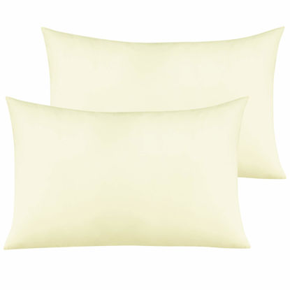 Picture of NTBAY Microfiber Toddler Pillowcases with Envelope Closure, 2 Pack 100% Brushed Microfiber Super Soft Travel Kids Nursery Pillow Cases, 14"x20" Fits Pillows Sized 12"x16" 13"x18" 14"x19", Ivory