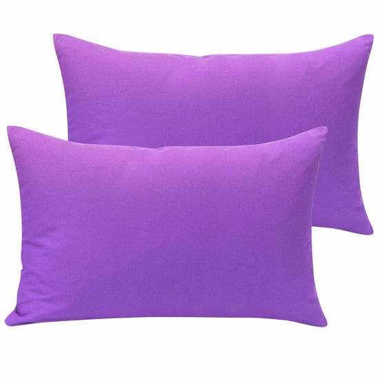 Picture of NTBAY Microfiber Toddler Pillowcases with Envelope Closure, 2 Pack 100% Brushed Microfiber Super Soft Travel Kids Nursery Pillow Cases, 14"x20" Fits Pillows Sized 12"x16" 13"x18" 14"x19", Purple