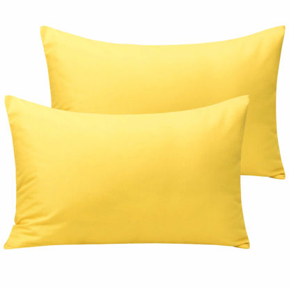 Picture of NTBAY Microfiber Toddler Pillowcases with Envelope Closure, 2 Pack 100% Brushed Microfiber Super Soft Travel Kids Nursery Pillow Cases, 14"x20" Fits Pillows Sized 12"x16" 13"x18" 14"x19", Yellow