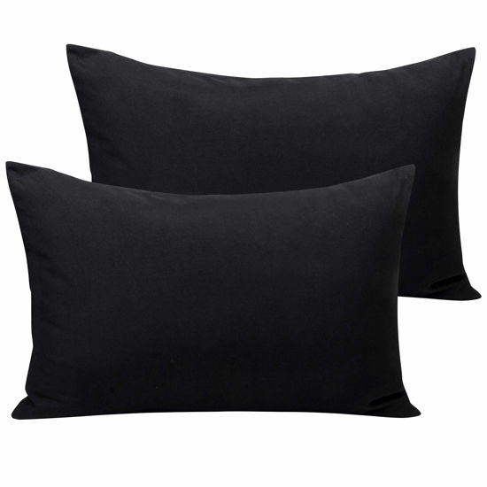 Picture of NTBAY Microfiber Toddler Pillowcases with Envelope Closure, 2 Pack 100% Brushed Microfiber Super Soft Travel Kids Nursery Pillow Cases, 14"x20" Fits Pillows Sized 12"x16" 13"x18" 14"x19", Black