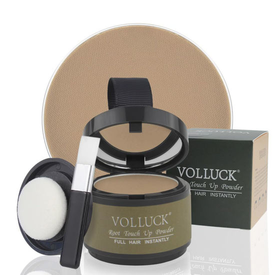 Picture of VOLLUCK Root Touch Up Powder Stick - Hairline Shadow for Thinning Hair, Bald Spots, Eyebrows, and Beard Line for Women & Men - Light Coffee