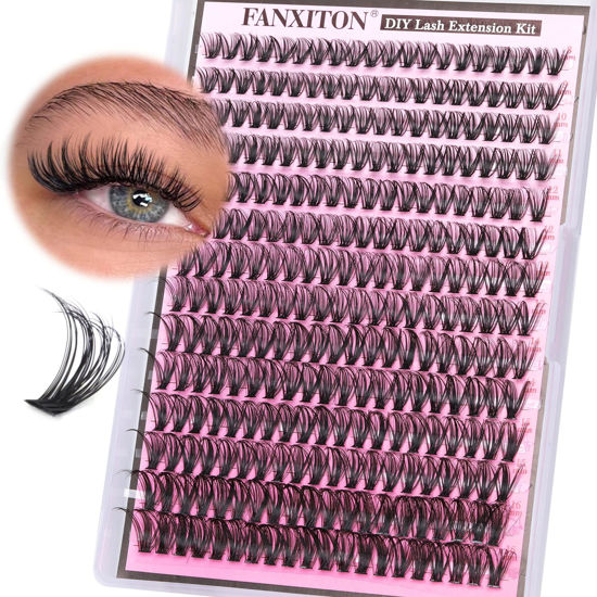 Picture of FANXITON Lash Clusters 280 Pcs Wispy Lash Clusters D Curl 8-16 MM Mix Natural Eyelash Clusters 40D Individual Eyelash DIY Lash Extensions at Home(0.07D 40D)