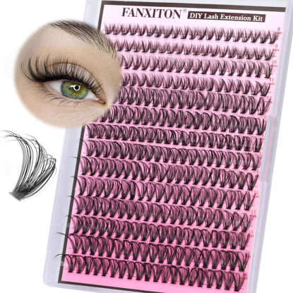 Picture of FANXITON Lash Clusters 280 Pcs Wispy Lash Clusters D Curl 8-16 MM Natural Eyelash Clusters 30D Individual Eyelash DIY Lash Extensions at Home (0.07D 30D)